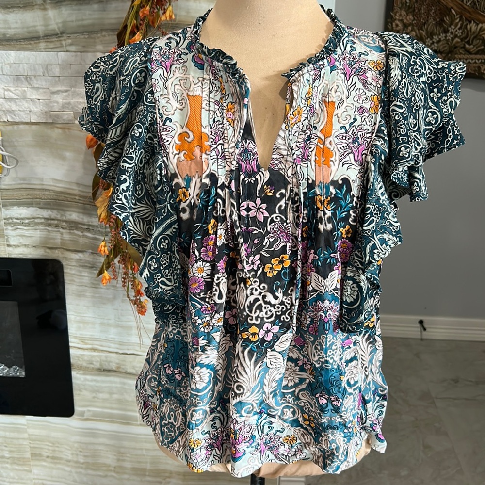 Maria Cher Elena 100% Silk Top. Size XS